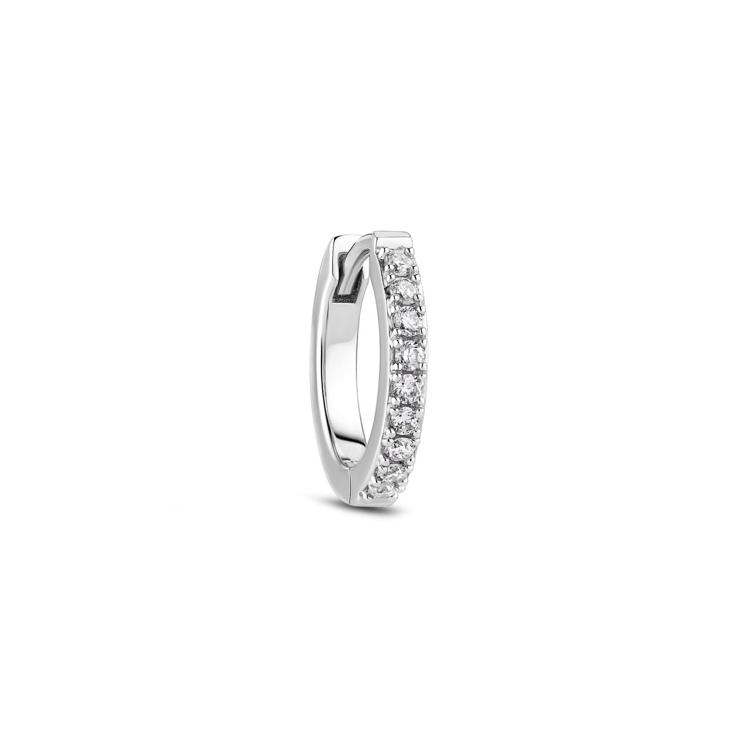 14k White Gold Alba Piccolo Single Diamond Earring SJ-E2510-WD-WG-1 showcasing a polished design set with sparkling lab-grown diamonds, perfect for an elegant look.