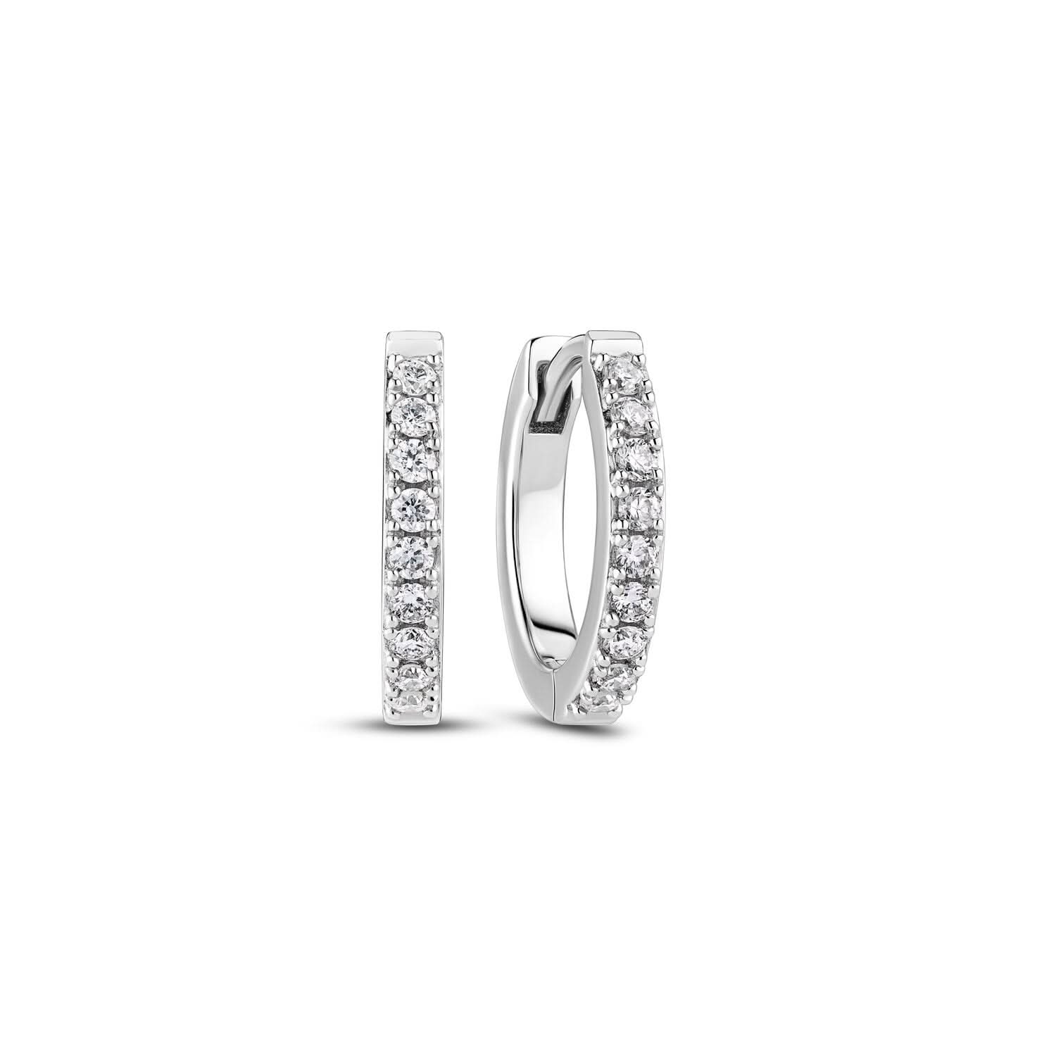 Elegant 14k White Gold Alba Piccolo Diamond Earrings SJ-E2510-WD-WG showcasing their sleek design and sparkling diamonds. Perfect luxury earrings for any occasion.