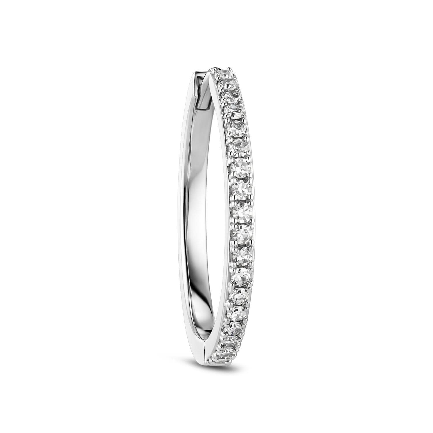 Elegant side view of 14k White Gold Alba Grande Diamond Earrings SJ-E2512-WD-WG, featuring a polished finish with sparkling lab-grown diamonds, perfect for luxurious occasions.