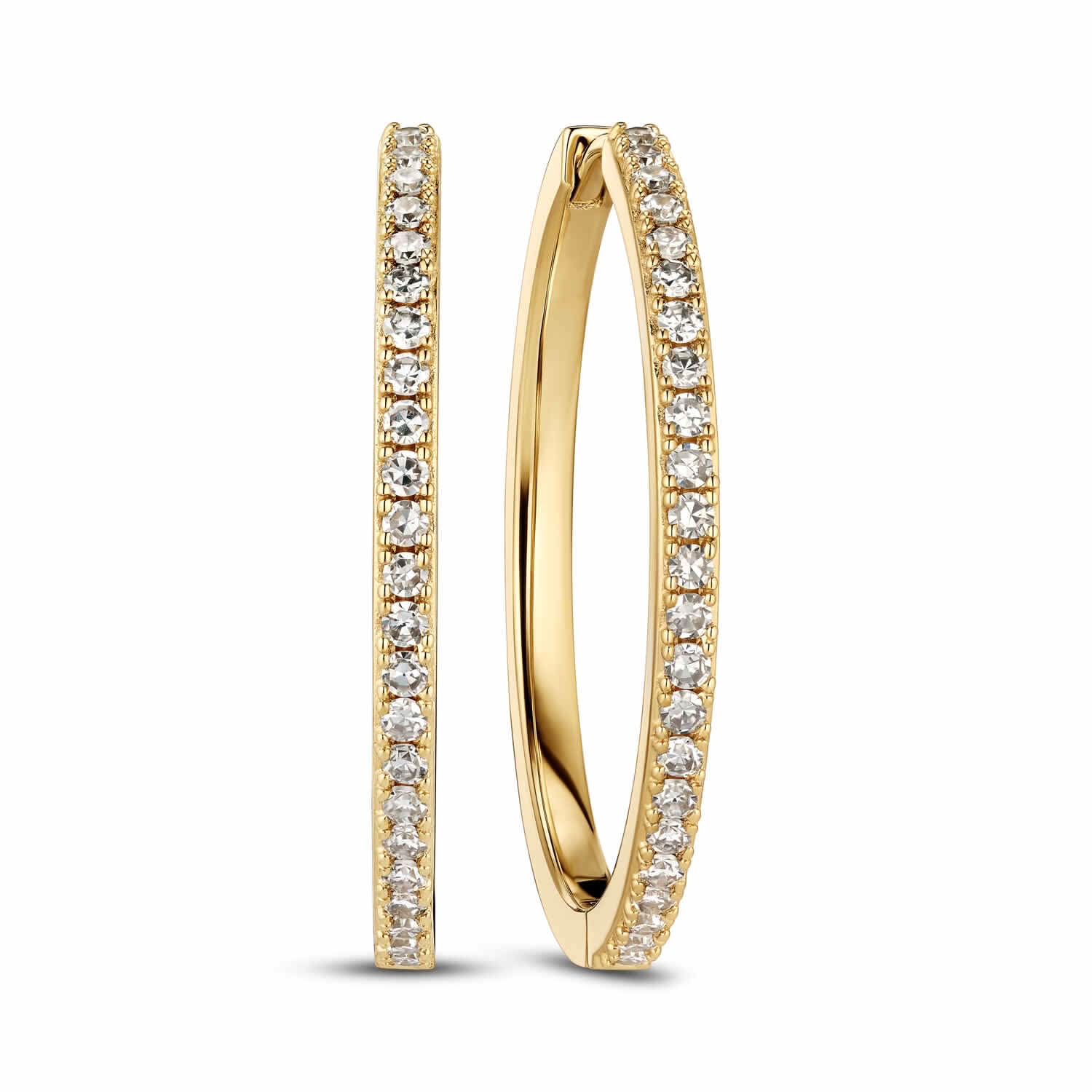 14k Yellow Gold Alba X-Grande Diamond Earrings SJ-E2513-WD-YG, featuring a polished design adorned with sparkling lab-grown diamonds, showcasing luxury earrings.