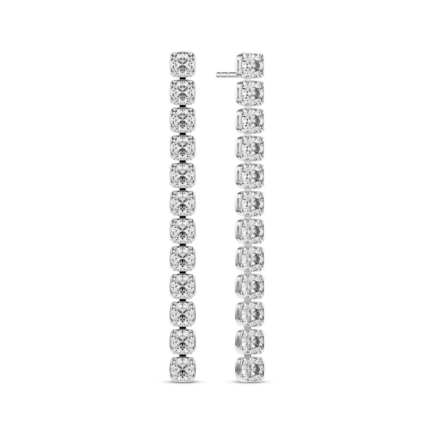 14k White Gold Diamante Diamond Earrings SJ-E2560-WD-WG featuring a stunning line of round brilliant cut lab-grown diamonds, perfect for a luxurious touch.