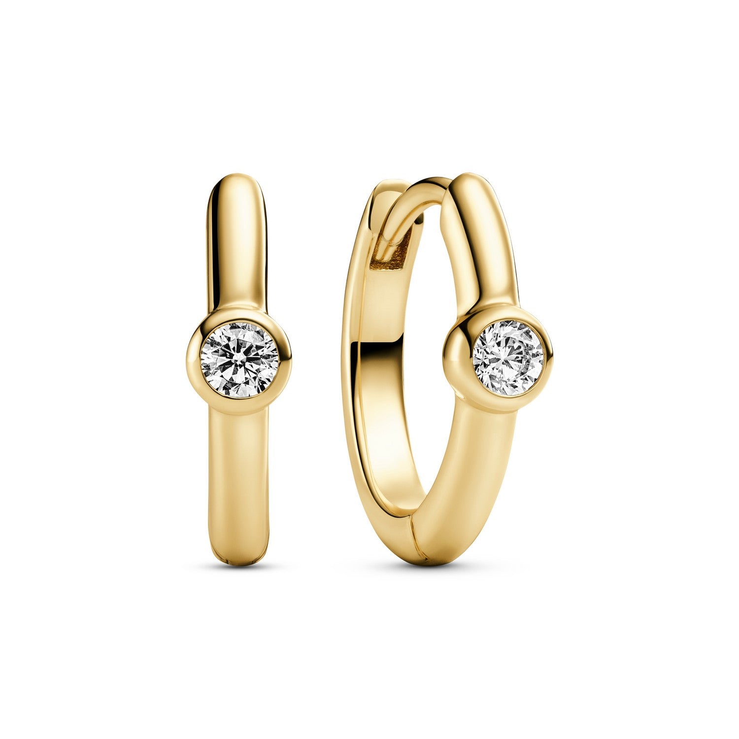 18k Gold Plated White Zirconia Sarzana Uno Creolo Earrings SJ-E2632-CZ-YG