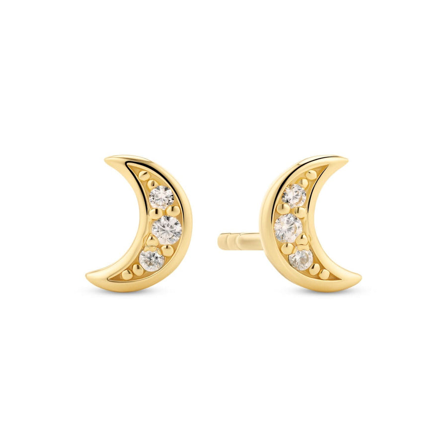 18K Gold Plated White Zirconia Luna Earrings SJ-E2707-CZ-YG