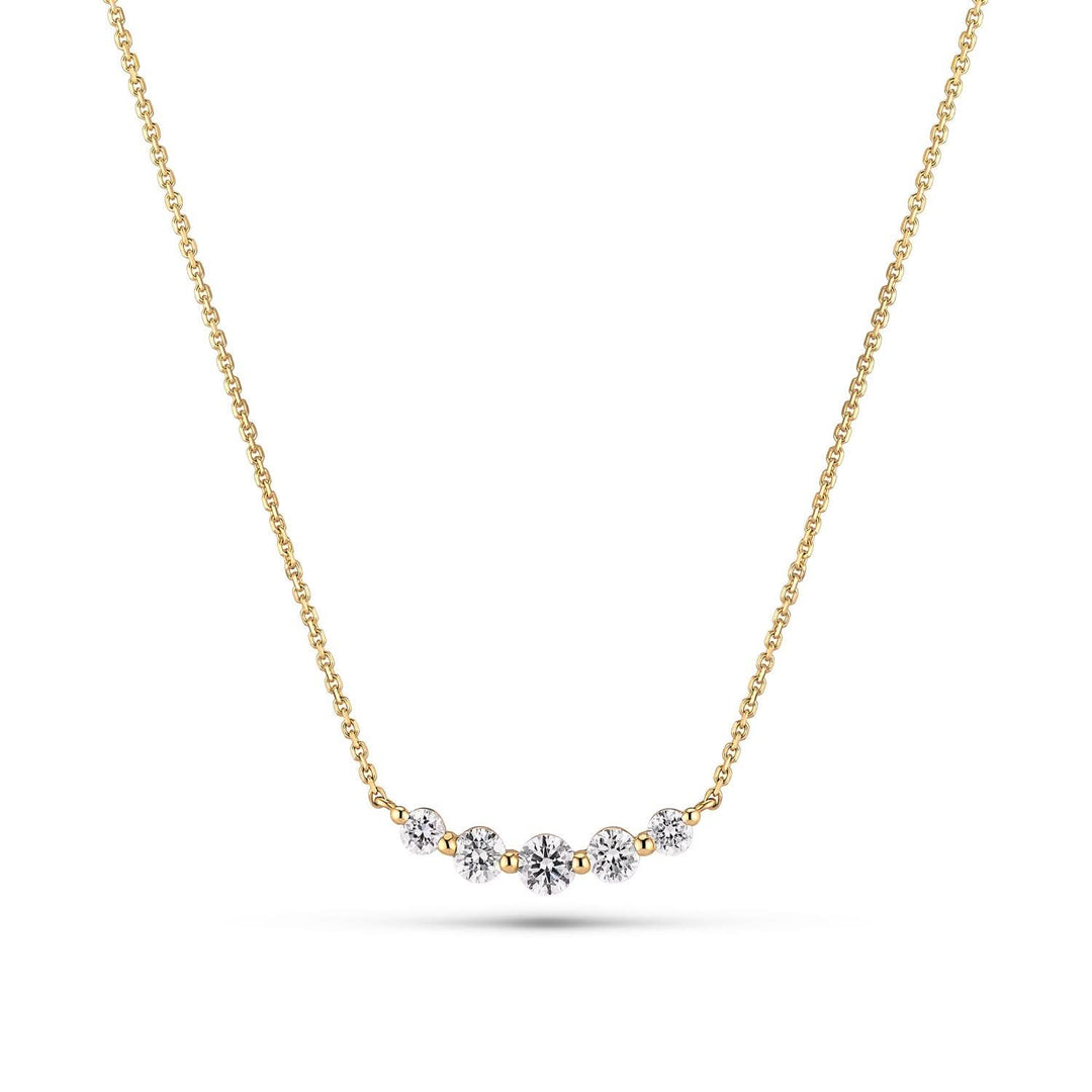 14k Yellow Gold Tiara Piccolo Diamond Necklace SJ-N2518-WD-YG