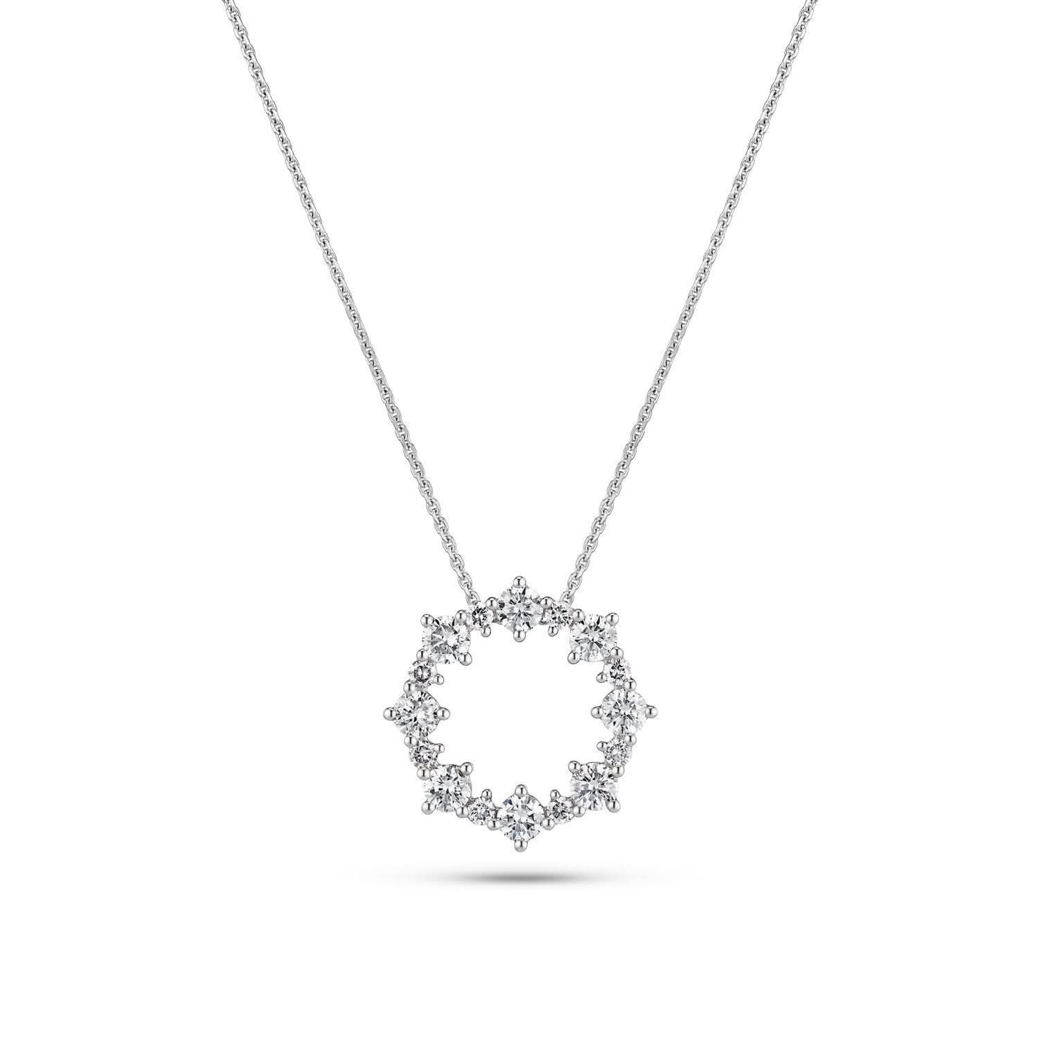 14k White Gold Brina Diamond Necklace SJ-N2533-WD-WG, featuring a stunning design adorned with 0.81 ct round brilliant cut lab-grown diamonds, embodying luxury and elegance in a sophisticated necklace.