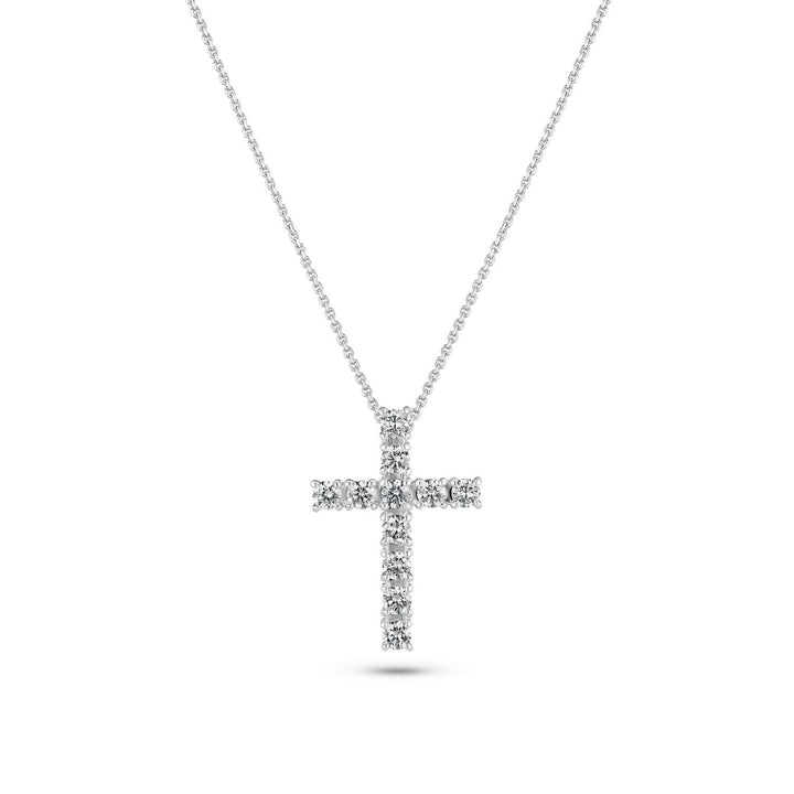 14k White Gold Alba Croce Diamond Necklace SJ-N2570-WD-WG