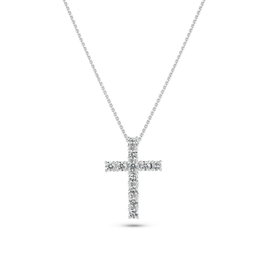 14k White Gold Alba Croce Diamond Necklace SJ-N2570-WD-WG