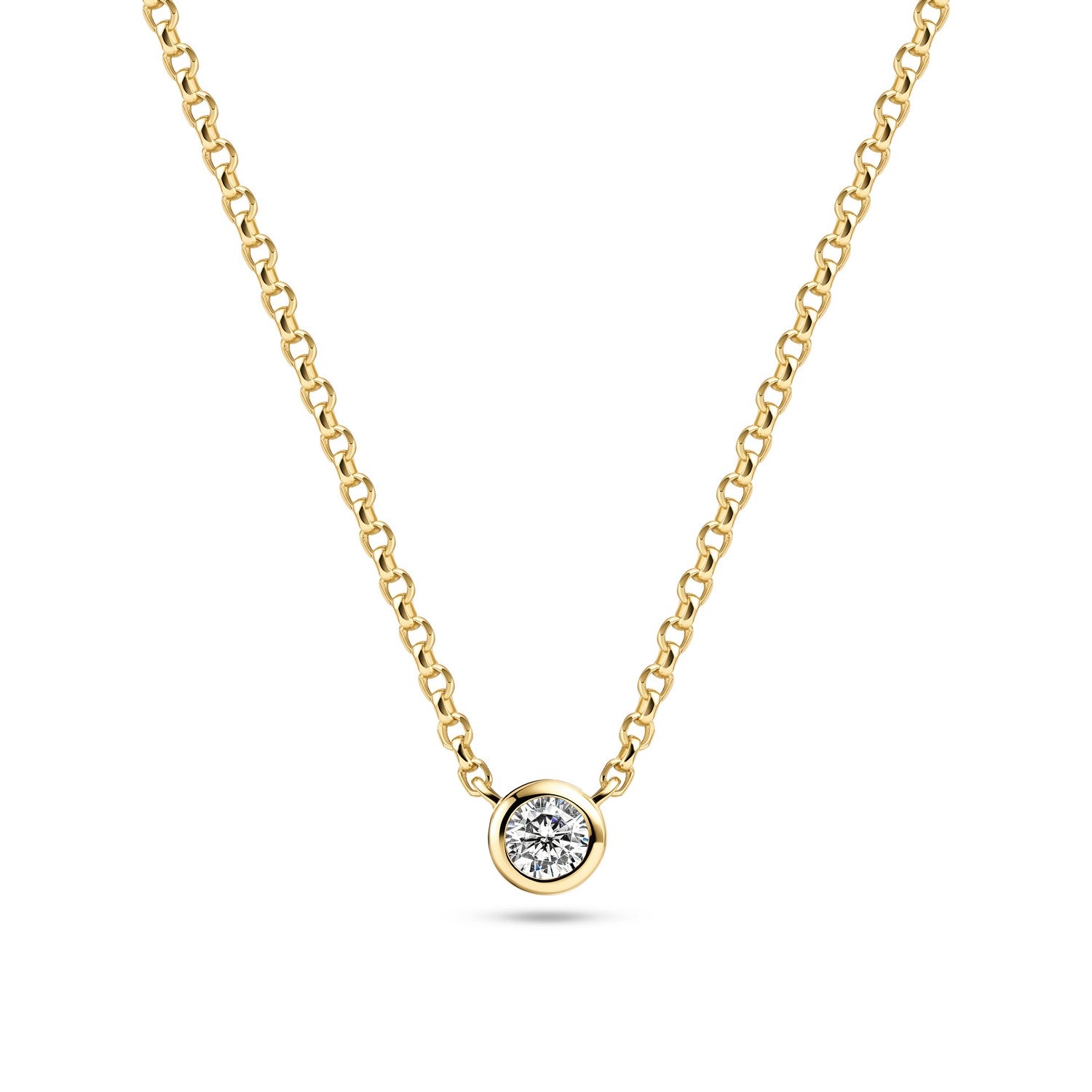 18k Gold Plated White Zirconia Sarzana Uno Necklace SJ-N2632-CZ-YG