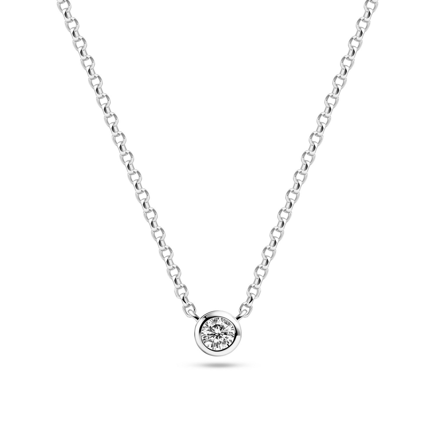 Sterling Silver White Zirconia Sarzana Uno Necklace SJ-N2632-CZ