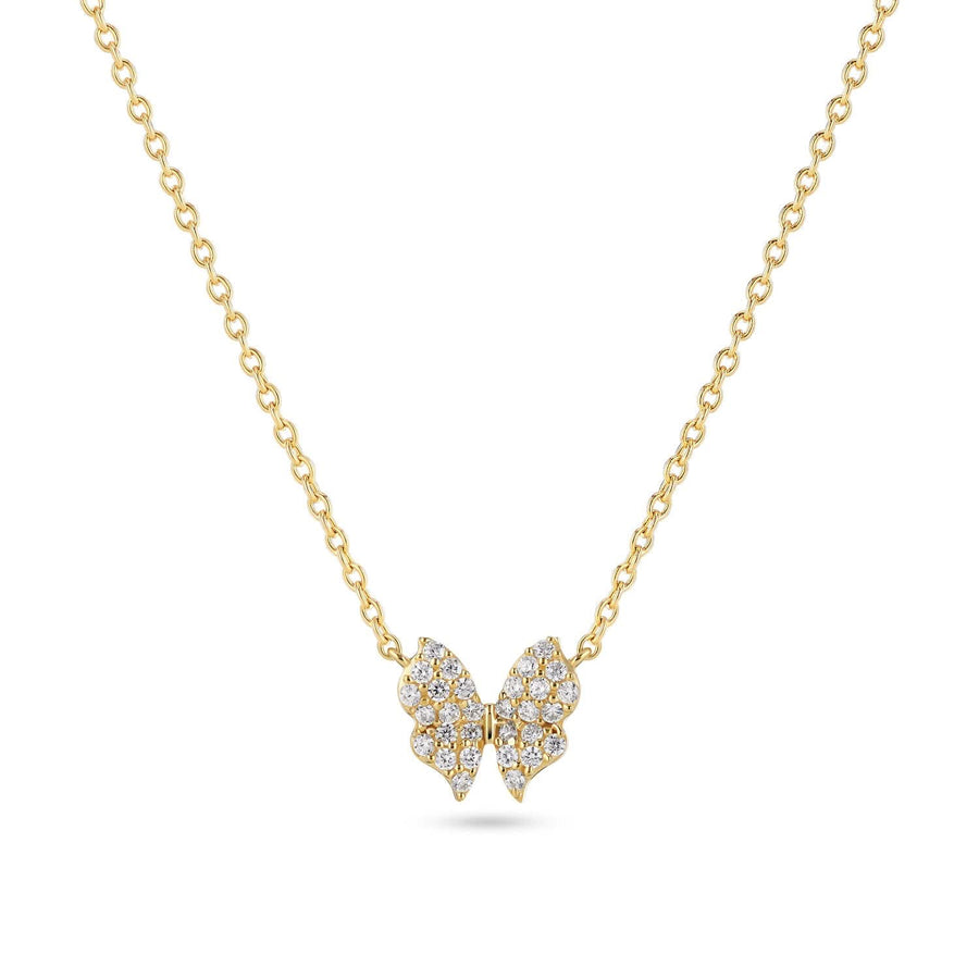 18K Gold Plated White Zirconia Farfalla Necklace SJ-N2700-CZ-YG