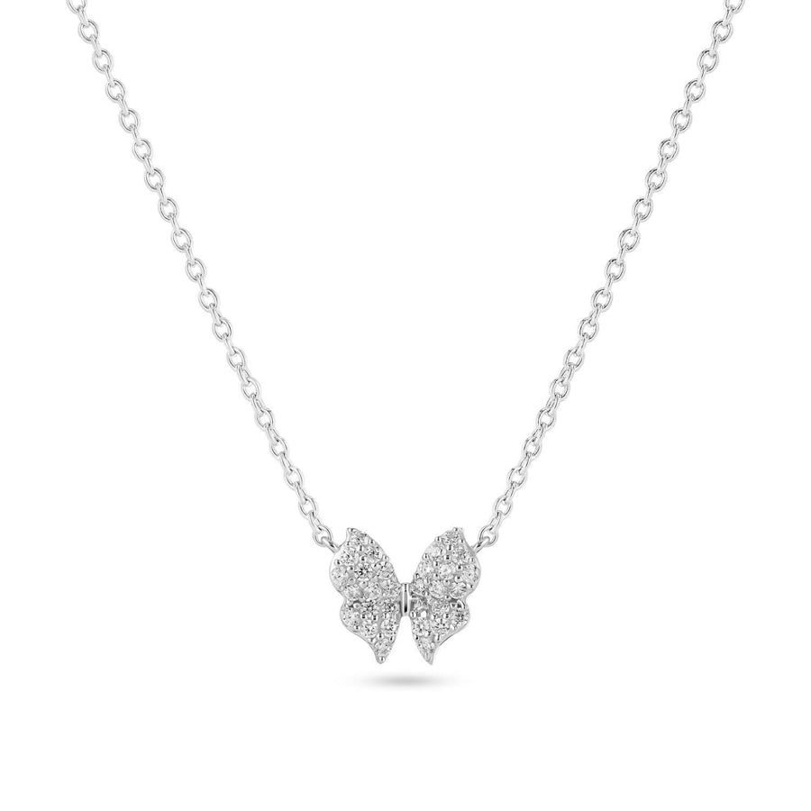 Sterling Silver White Zirconia Farfalla Necklace SJ-N2700-CZ