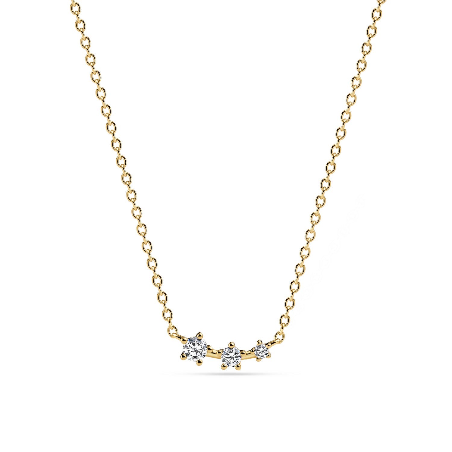 18k Gold Plated White Zirconia Lucente Tre Necklace SJ-N2703-CZ-YG