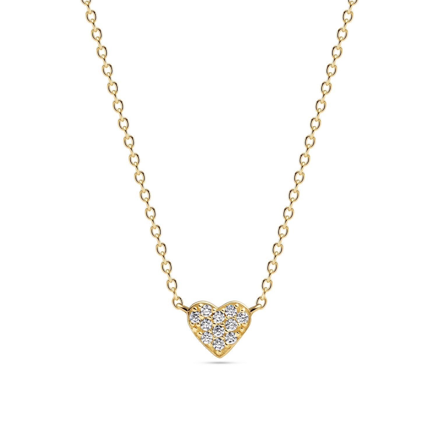 18k Gold Plated White Zirconia Cuore Necklace SJ-N2705-CZ-YG