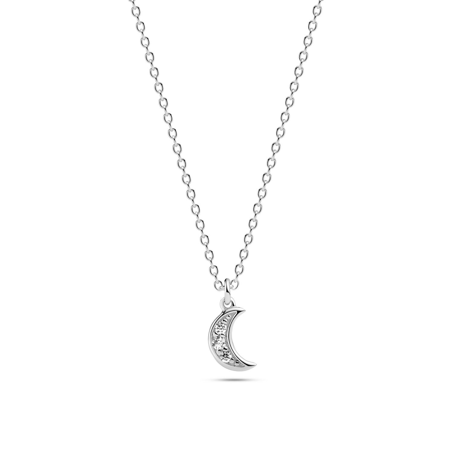 Sterling Silver White Zirconia Luna Necklace SJ-N2707-CZ