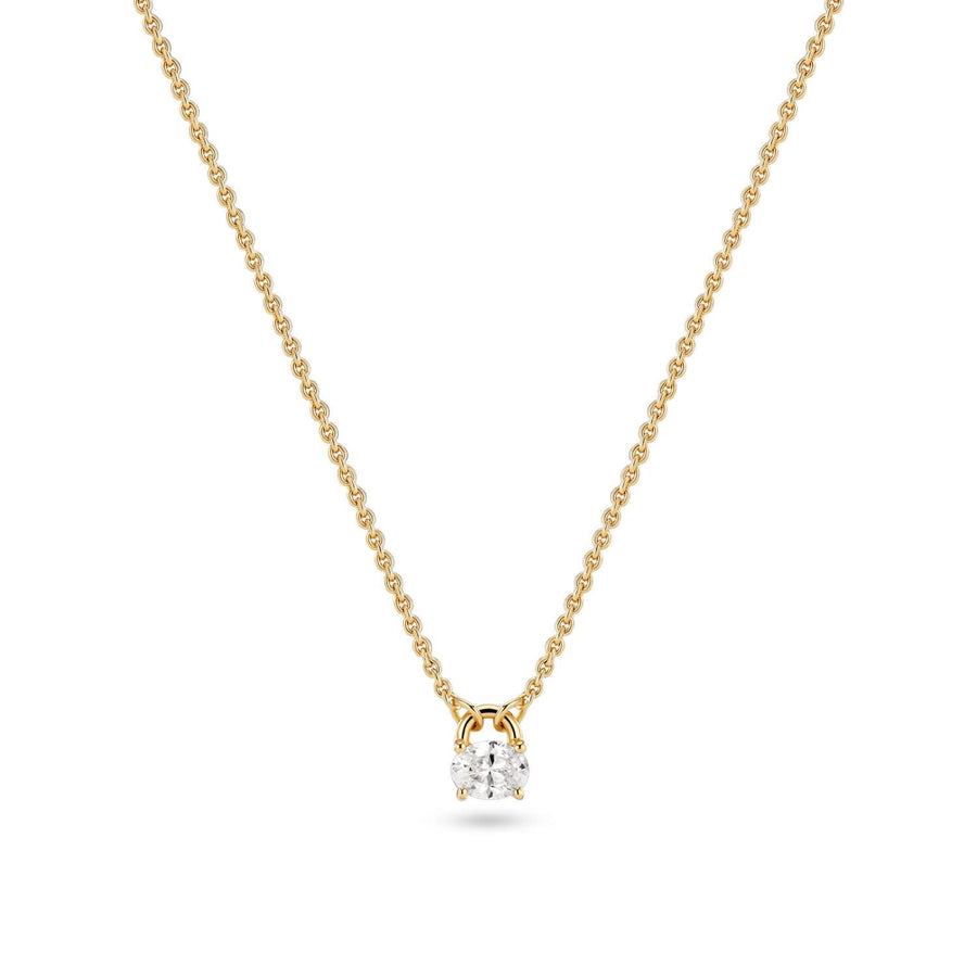 18K Gold Plated White Zirconia Ovale Necklace SJ-N2744-CZ-YG