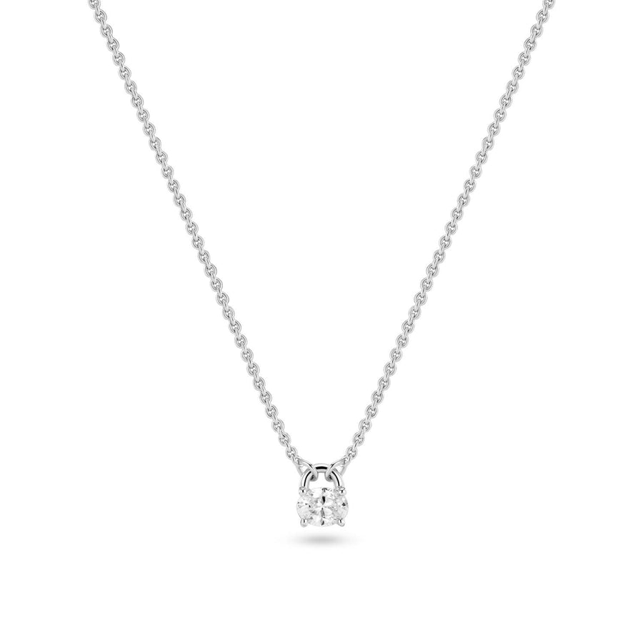 Sterling Silver White Zirconia Ovale Necklace SJ-N2744-CZ