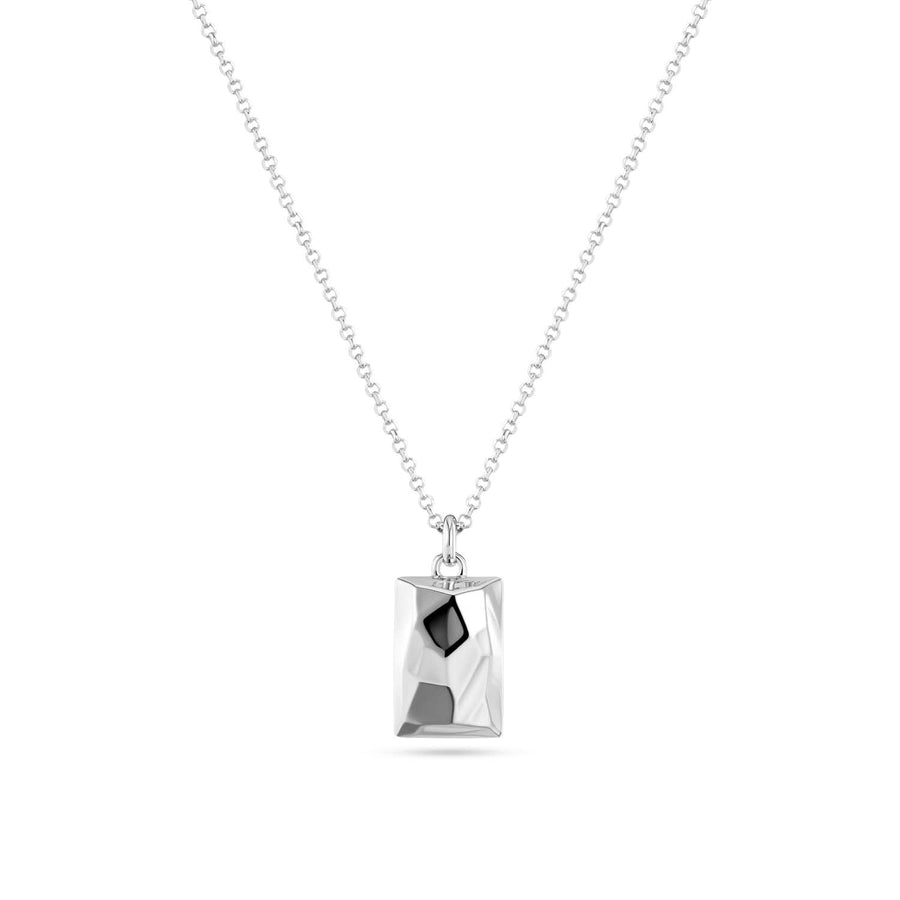 Sterling Silver Roccia Rettangolo Necklace SJ-P2728