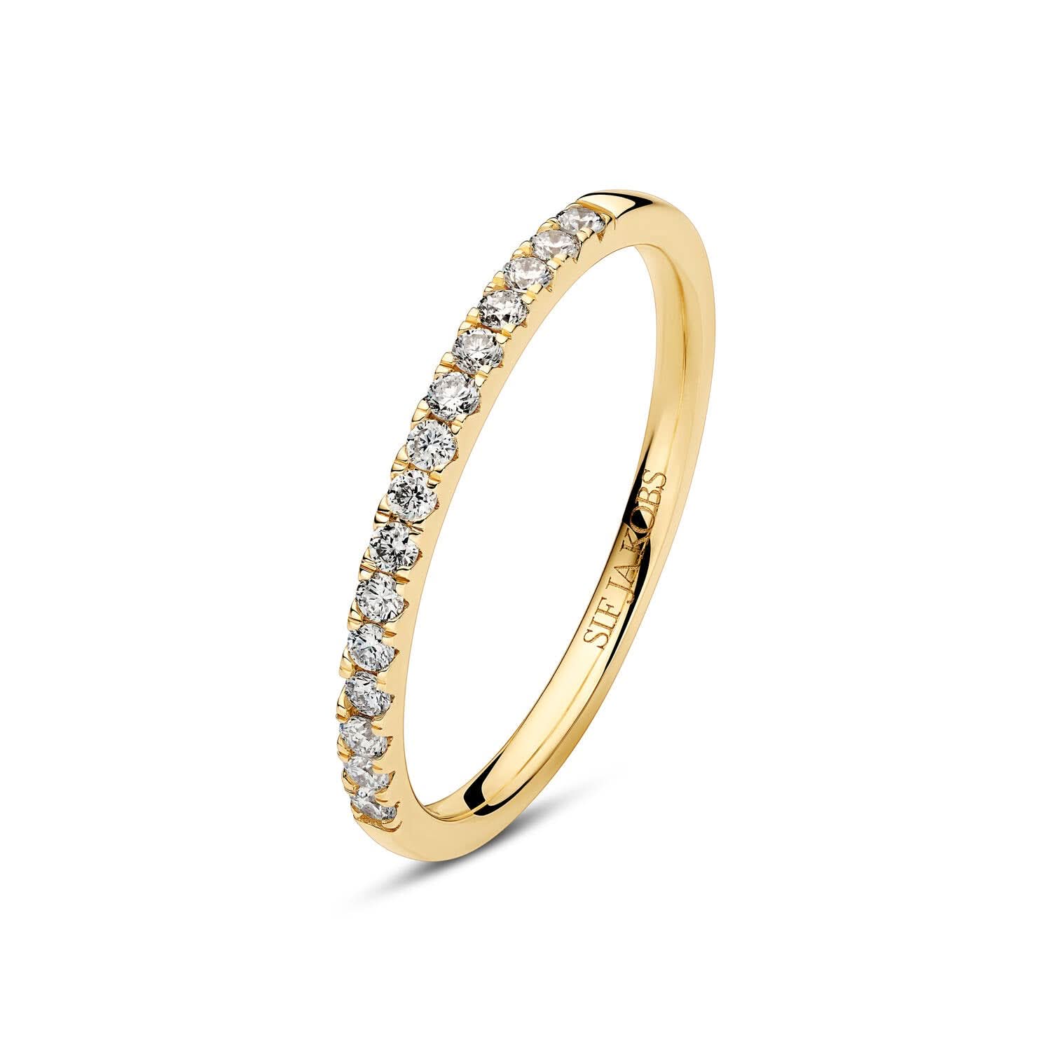 14k Yellow Gold Alba Diamond Ring SJ-R2515-WD-YG featuring a polished surface and handset with lab-grown diamonds, perfect for a luxurious look.