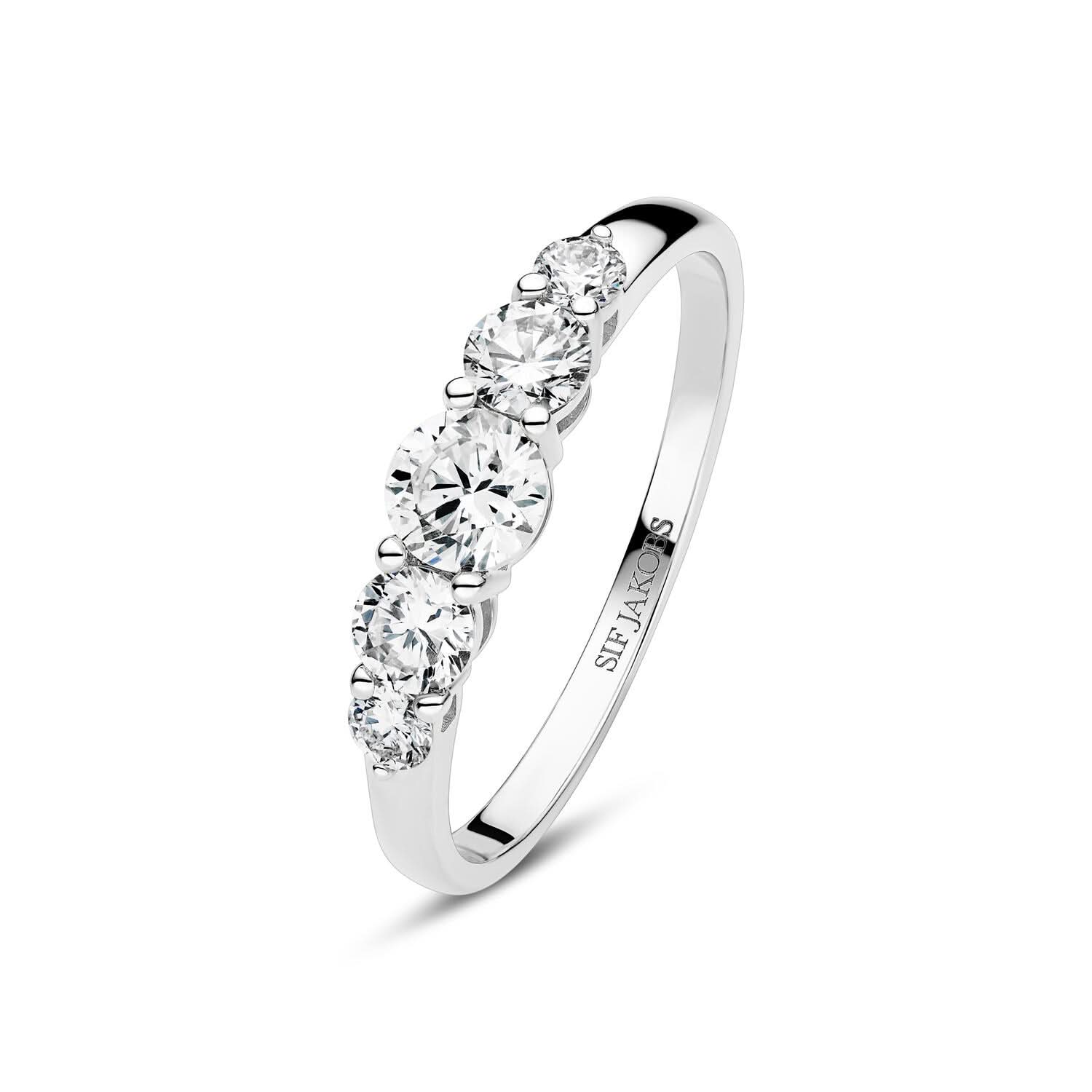 14k White Gold Tiara Diamond Ring SJ-R2520-WD-WG displayed elegantly with a polished finish, showcasing the ring's luxurious craftsmanship and brilliance of lab-grown diamonds.