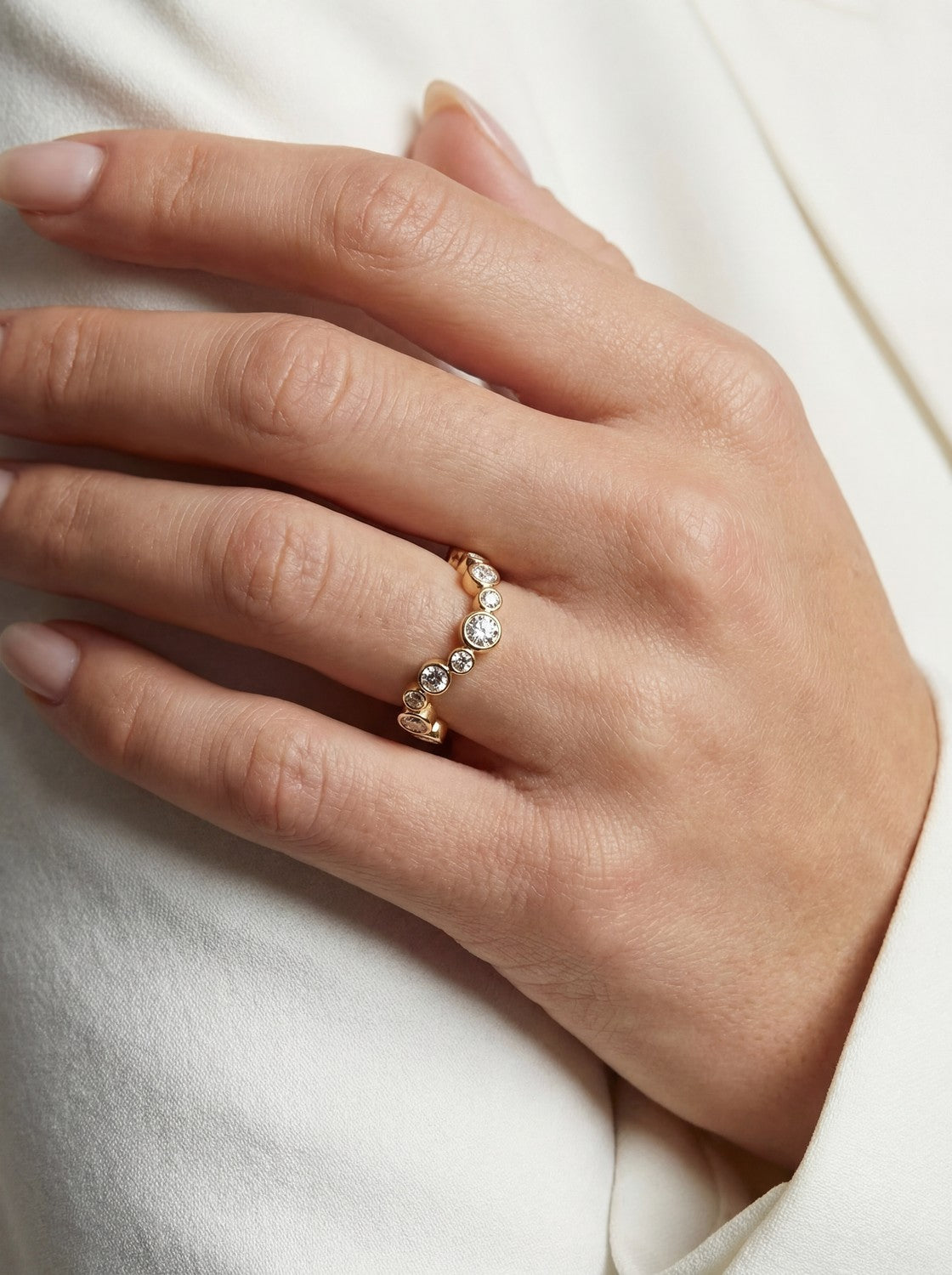 Sif Jakobs 18k Gold Plated Sardinien Wave Ring SJ-R2631-CZ-YG