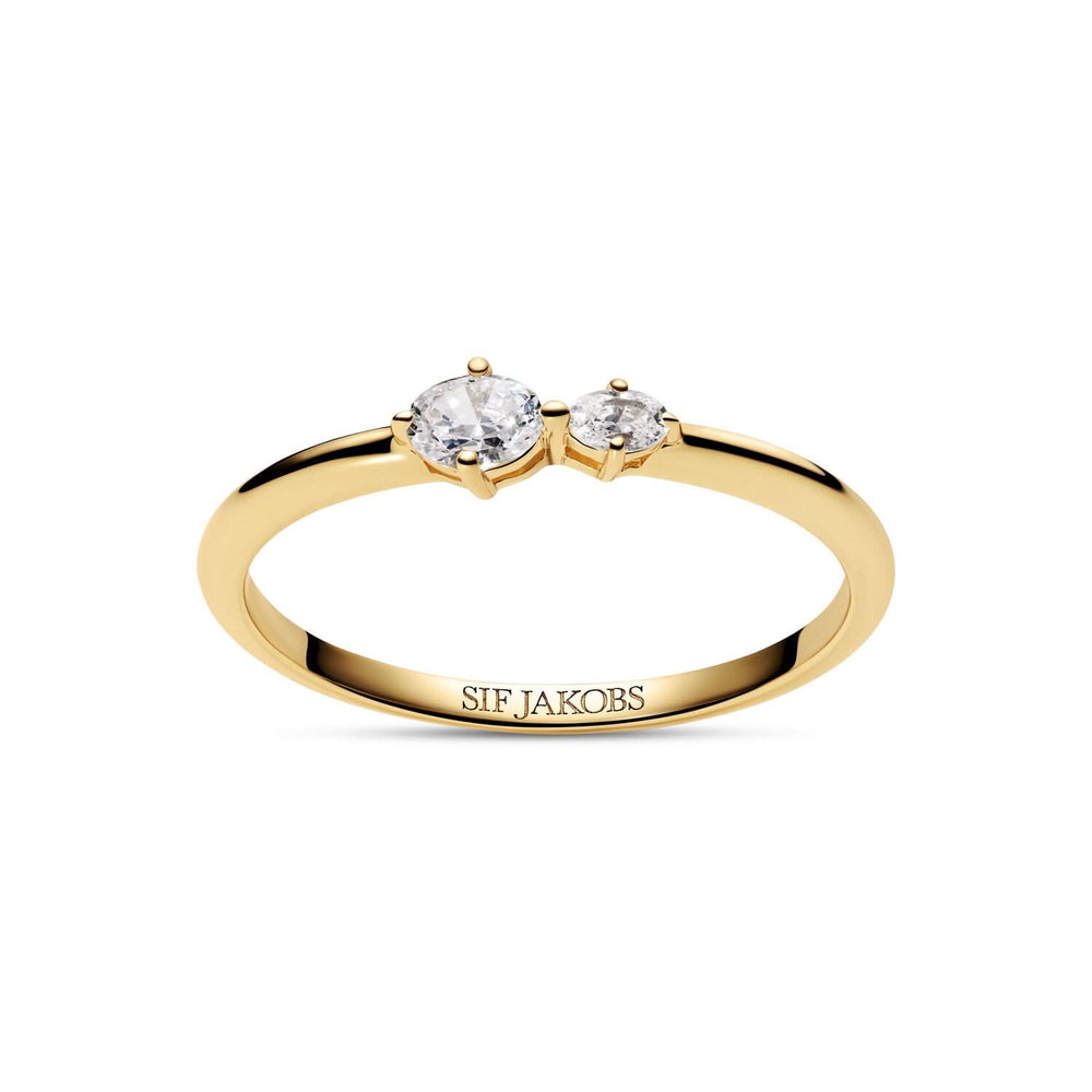 18K Gold Plated White Zirconia Ovale Due Ring SJ-R2745-CZ-YG
