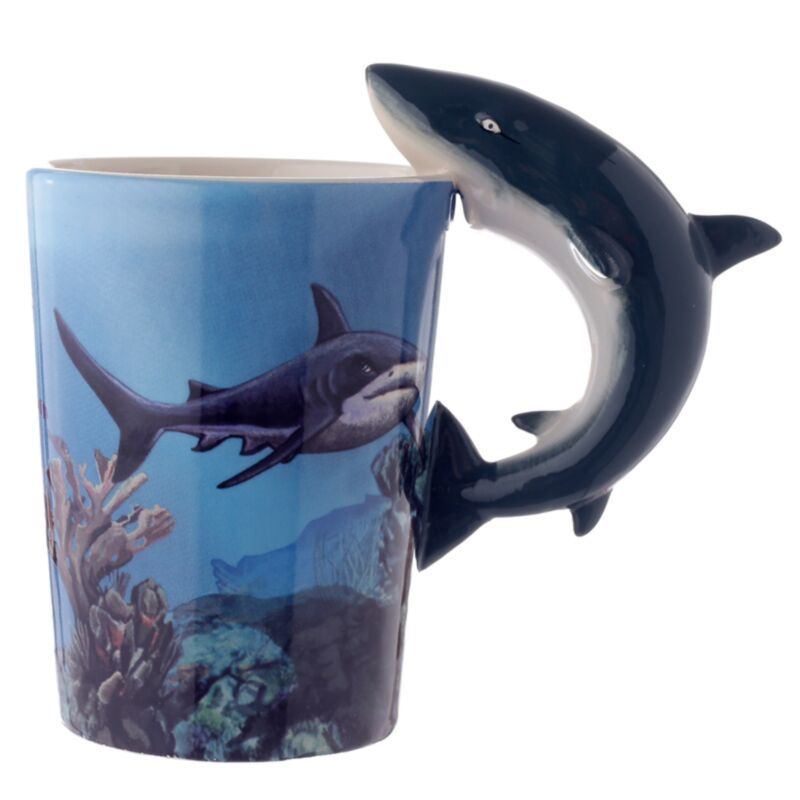 Lisa Parker Shark Ceramic Shaped Handle Mug SMUG08T