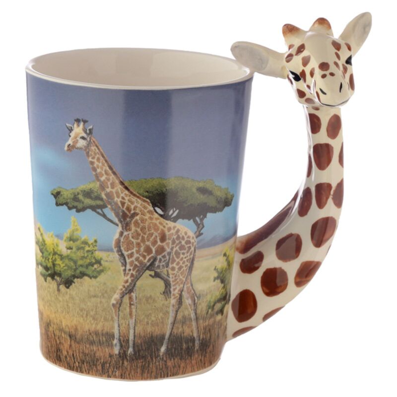 Giraffe Savannah Decal Ceramic Shaped Handle Mug SMUG22