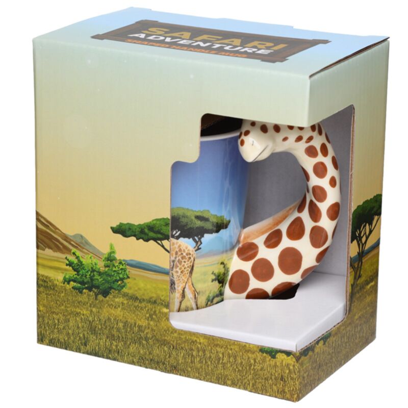 Giraffe Savannah Decal Ceramic Shaped Handle Mug SMUG22