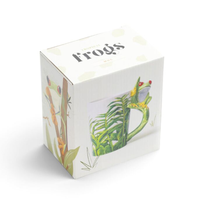 Tree Frog with Foliage Decal Ceramic Shaped Handle Mug SMUG23