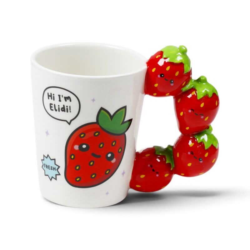 Foodiemals Strawberry Ceramic Shaped Handle Mug SMUG508
