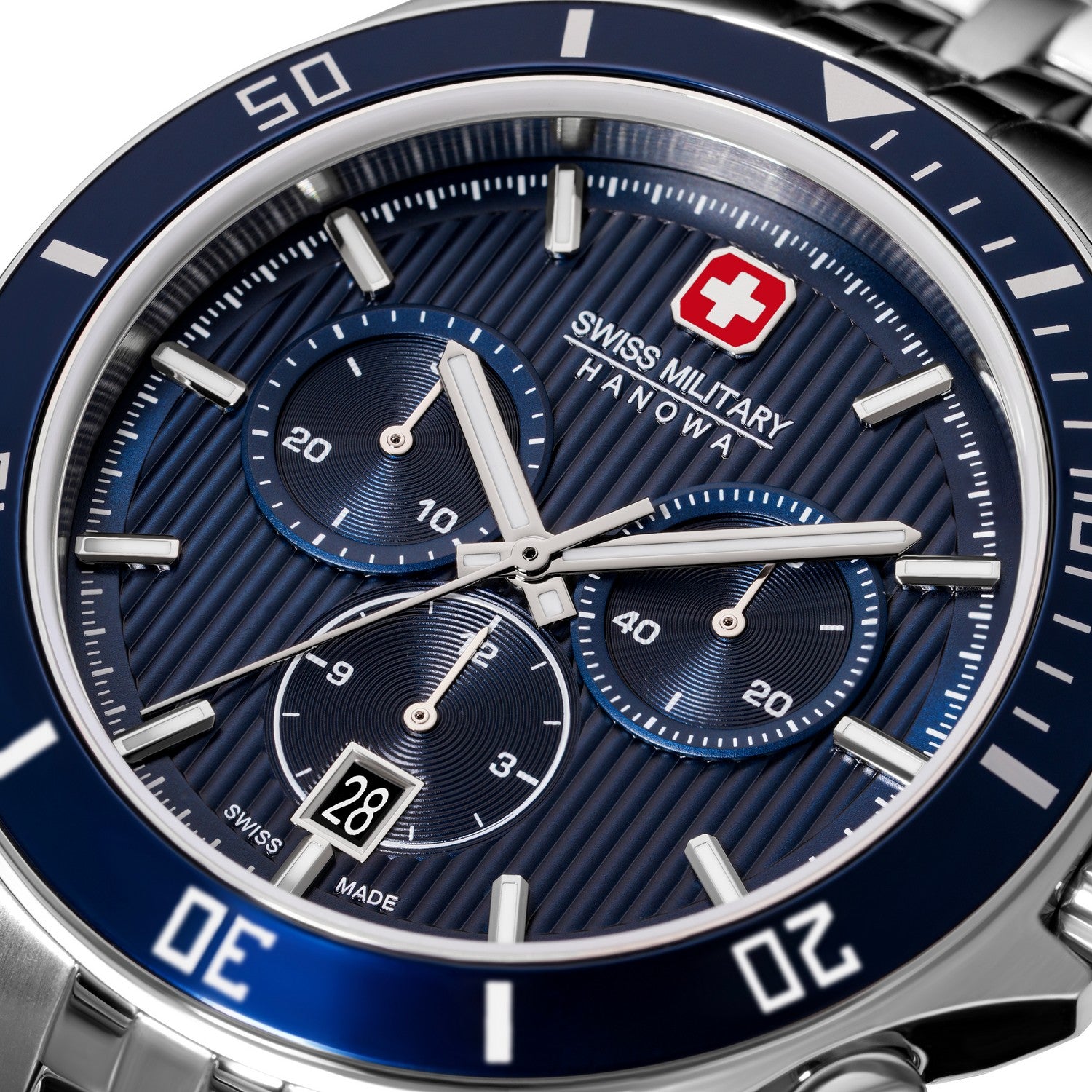Swiss Military Hanowa watch with blue face and silver accents