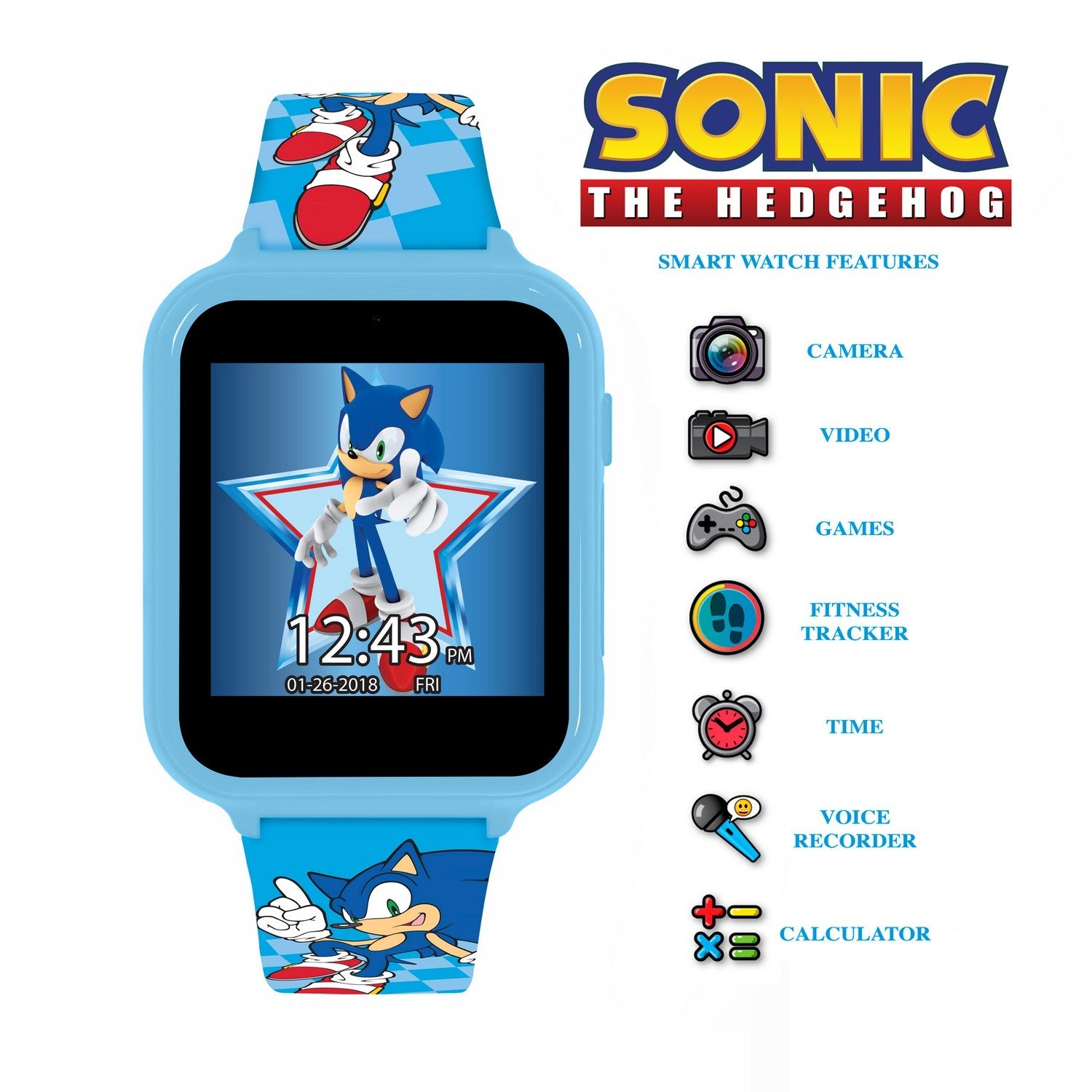Kids Film And Cartoon Sonic The Hedgehog Printed Strap Interactive Turquoise Watch SNC4055ARG