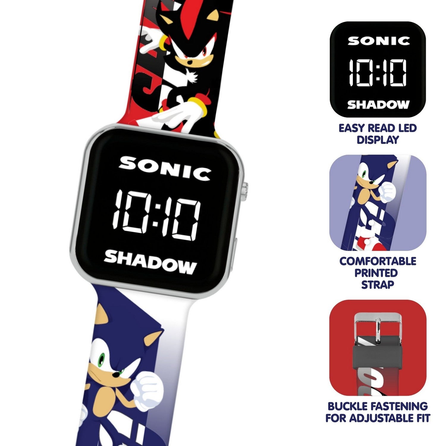 Kids Film And Cartoon Sonic & Shadow Printed Led Watch SNC4500M