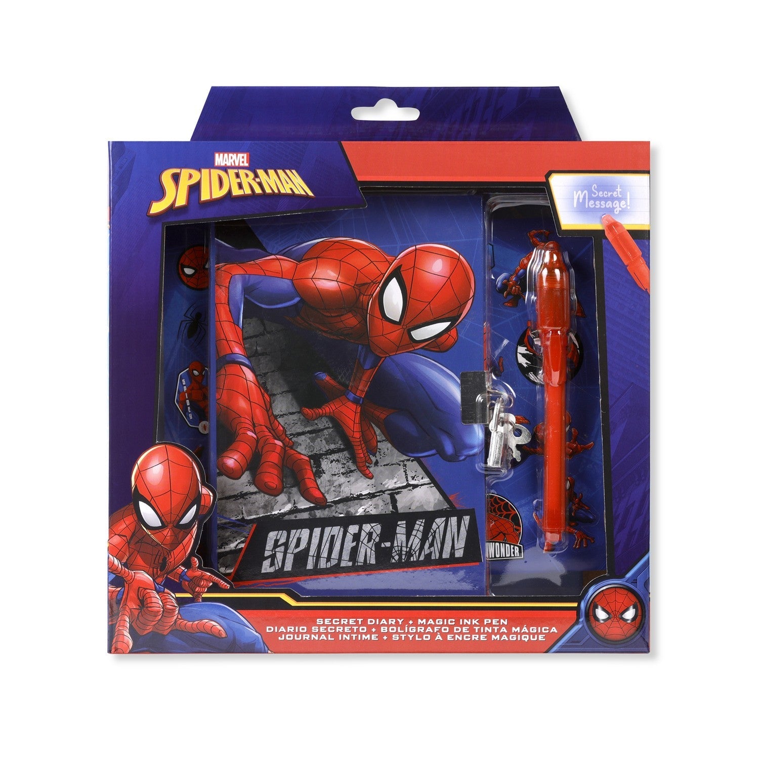 Marvel 6 Pcs Locked Diary And Magic Ink Set Spiderman Pink Pen SP50044