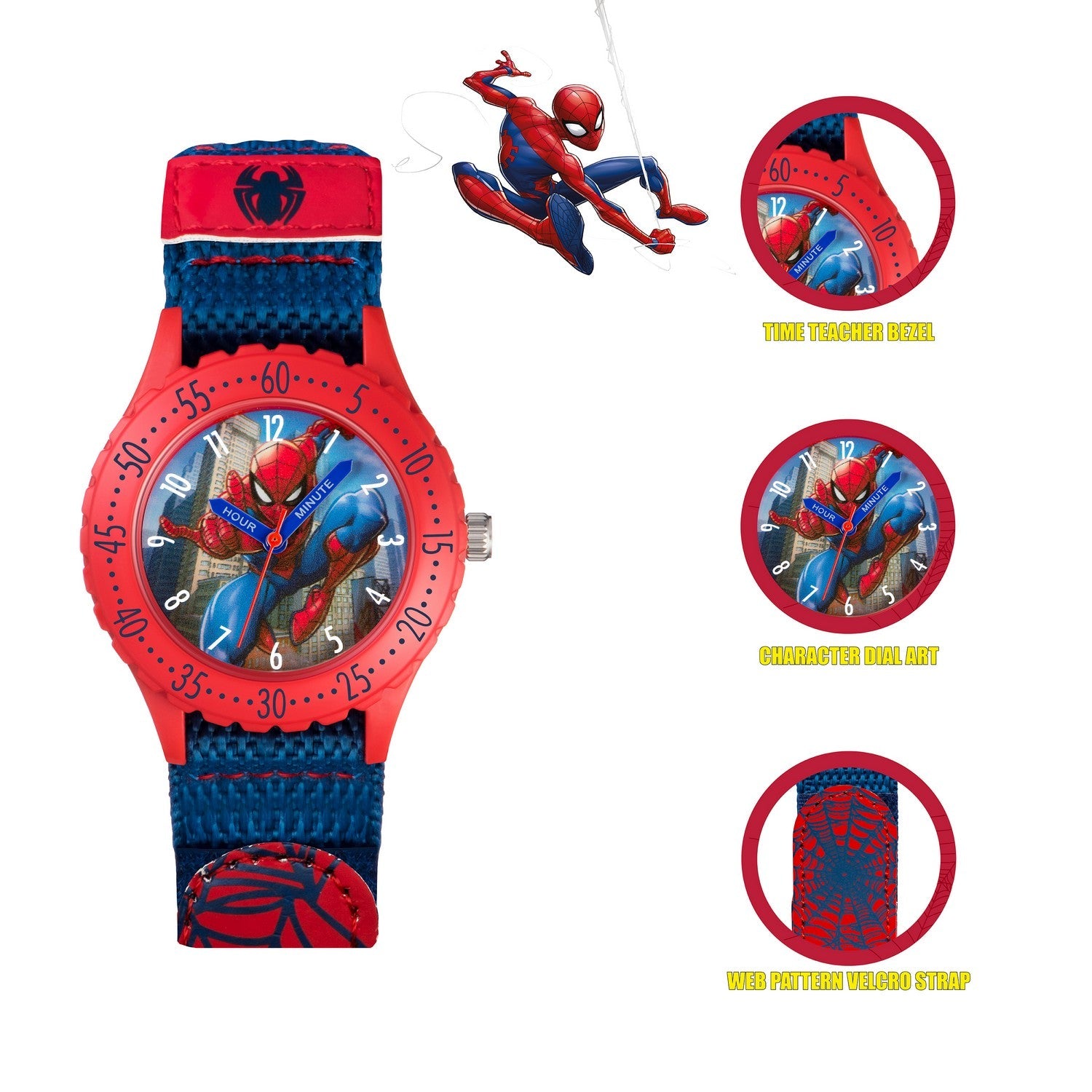 Marvel Spider-Man Fabric Strap Time Teacher Textile Pink Watch SPD3495ARG