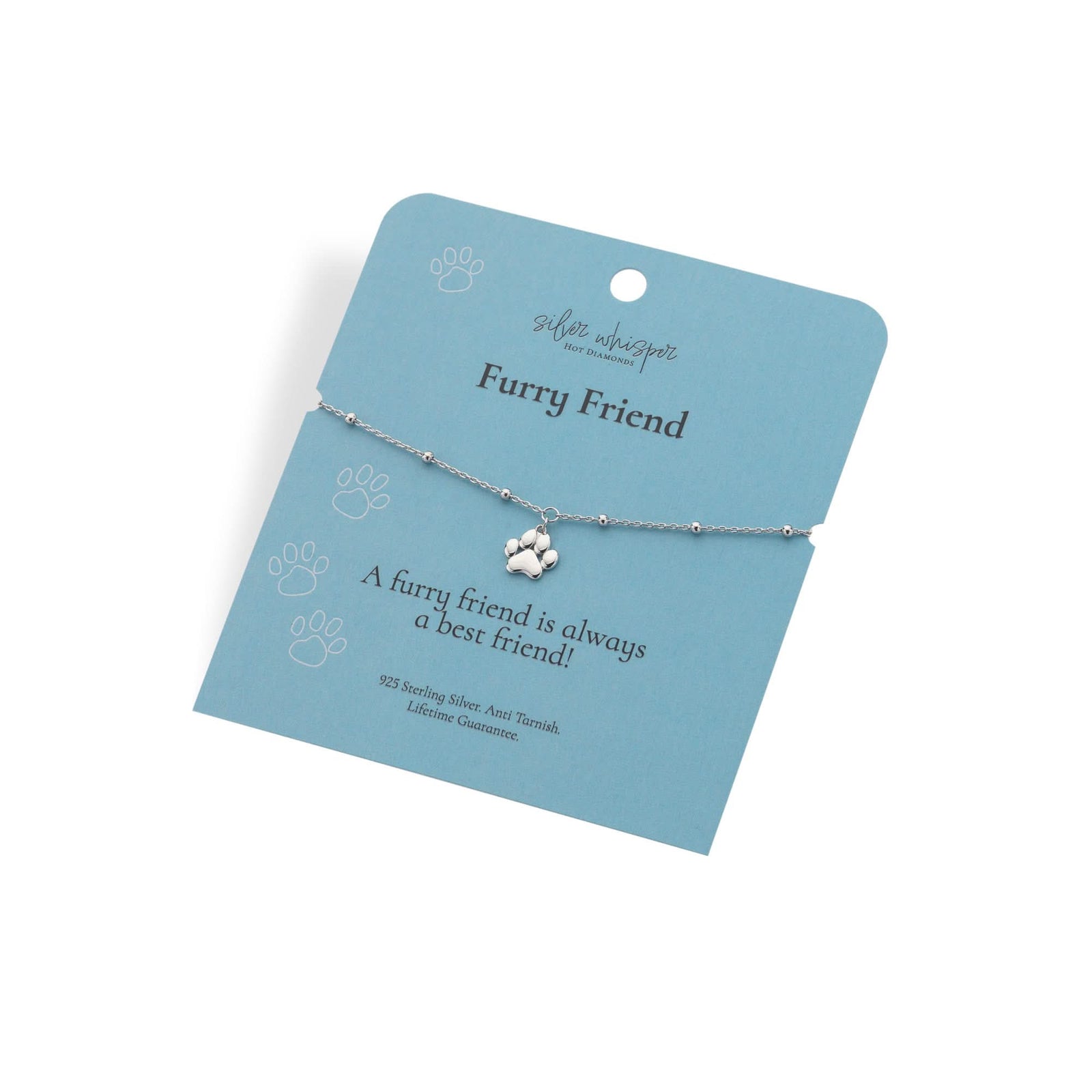 Silver Whisper Paw Print Bracelet SWB018