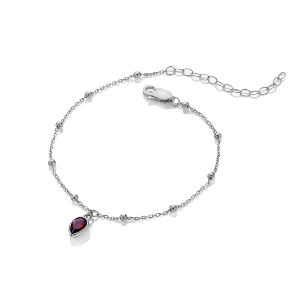 Silver bracelet with a teardrop-shaped gemstone
