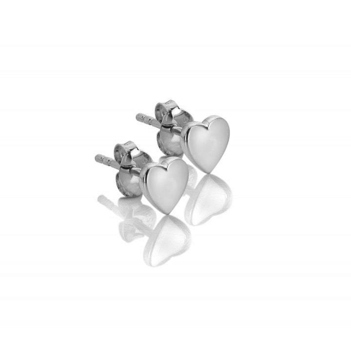 Silver heart-shaped stud earrings