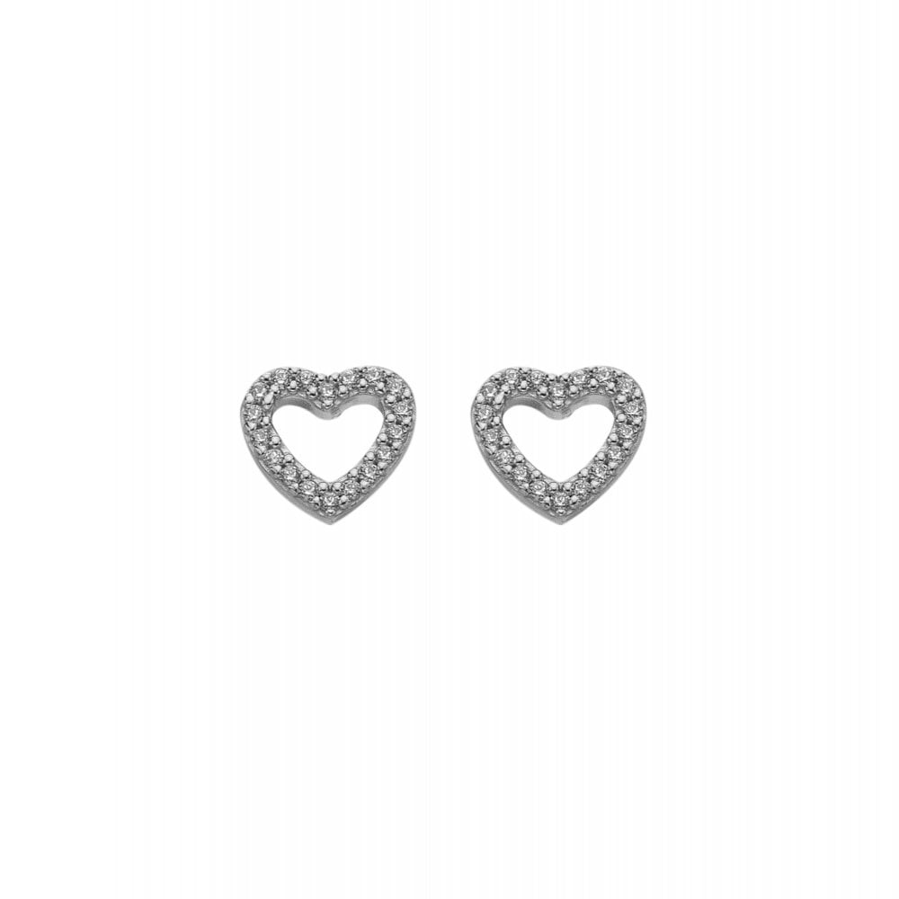 Heart-shaped earrings with embedded stones