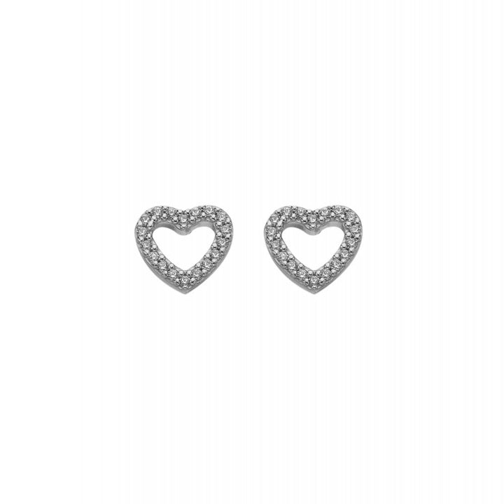 Heart-shaped earrings with embedded stones