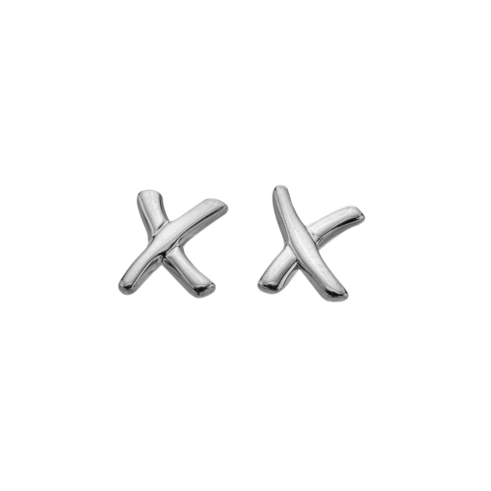 Pair of silver X-shaped earrings