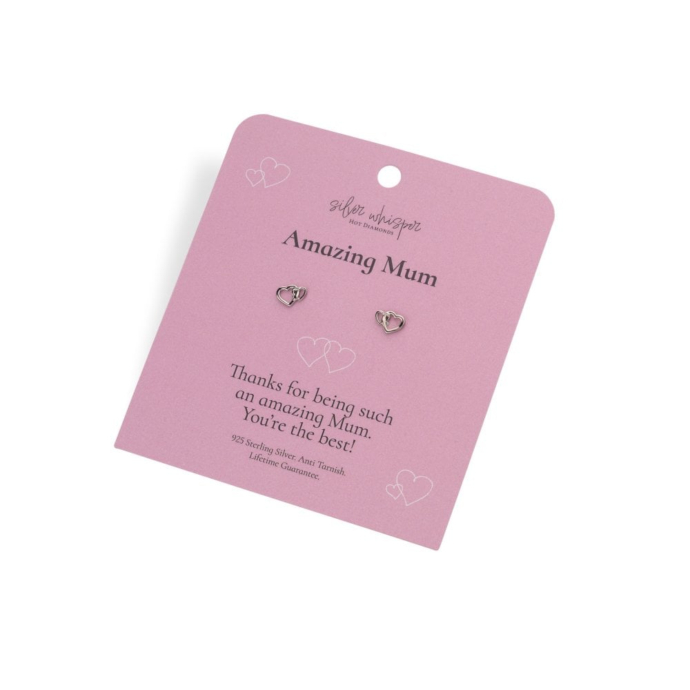 Pink card with 'Amazing Mum' earrings