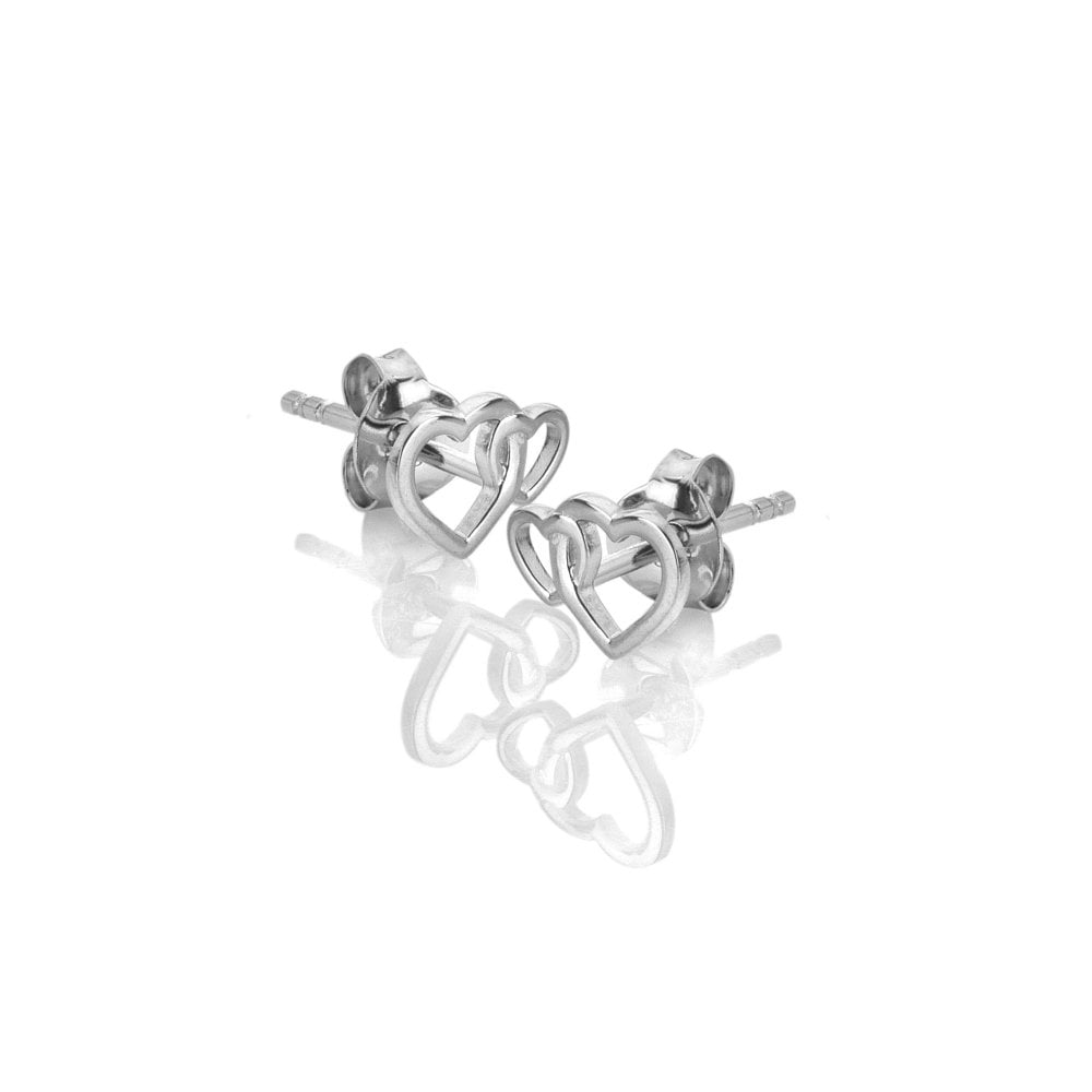 Silver heart-shaped stud earrings