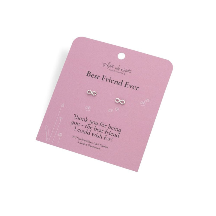 Earring set on a pink card with 'Best Friend Ever' text