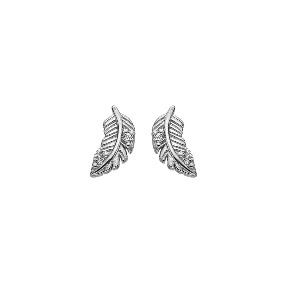 Silver feather-shaped earrings