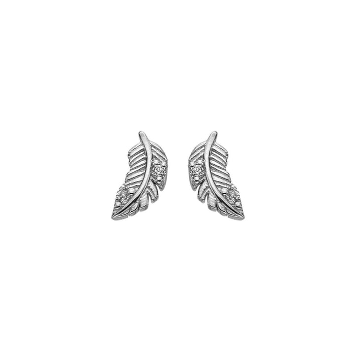 Silver feather-shaped earrings