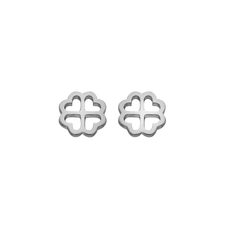 Pair of silver four-leaf clover earrings