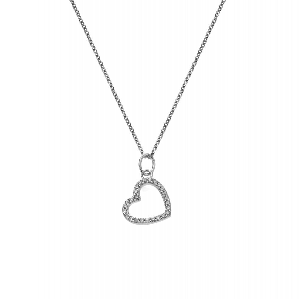 Silver heart-shaped pendant necklace