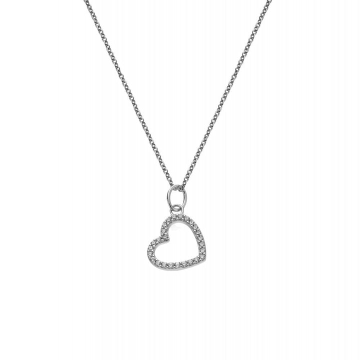 Silver heart-shaped pendant necklace