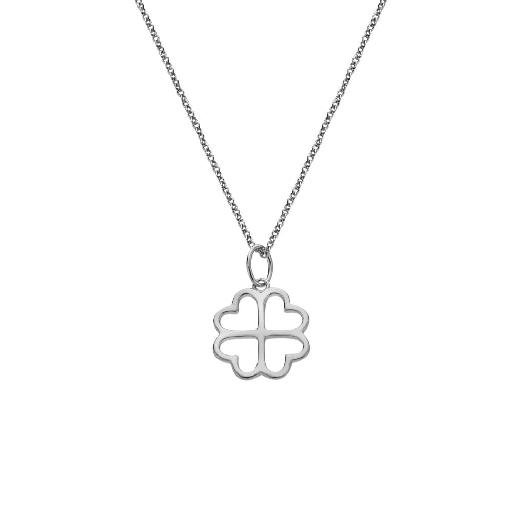 Silver four-leaf clover pendant on a chain